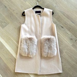 New! Cashmere and authentic fur Long Vest. XS. Originally was $1100.